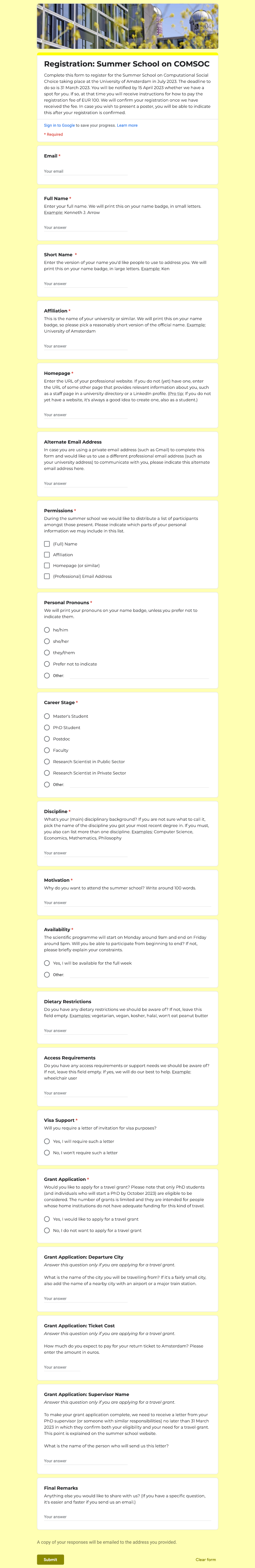 Registration Form